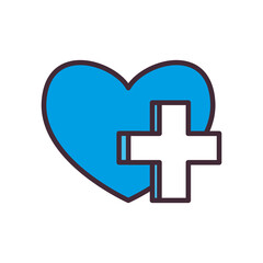 heart with cross line and fill style icon vector design