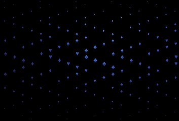 Dark BLUE vector background with cards signs.