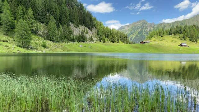 Lake Duisitzkarsee in Austria. Lake Duisitzkarsee is probably one of the most beautiful mountain lakes in the Schladminger Tauern.The place without  tourists after the coronavirus pandemic.
