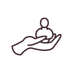 Avatar on hand line style icon vector design