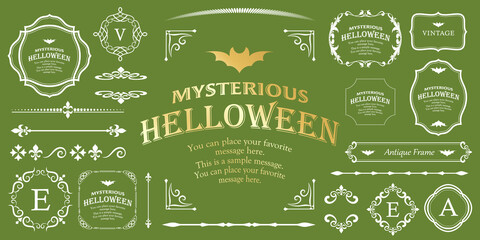 ハロウィンのフレーム素材、ハッピーハロウィン、パーティー、イベント、装飾素材、ビンテージ、アンティーク、ゴージャス、ラグジュアリー
