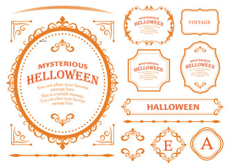 ハロウィンのフレーム素材、ハッピーハロウィン、パーティー、イベント、装飾素材、ビンテージ、アンティーク、ゴージャス、ラグジュアリー