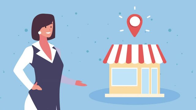 support local business lettering with store building animation