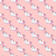 Watercolor Seamless Pattern with unicorns