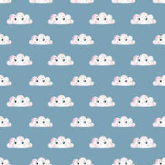 Obraz premium Watercolor Seamless Pattern with clouds