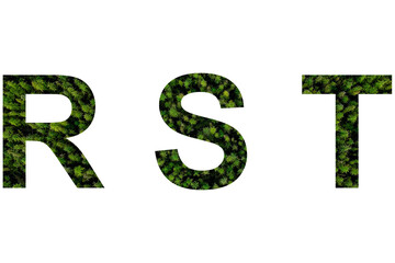 set of greenforest letters r,s,t on white background