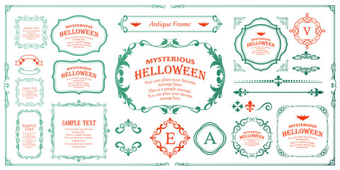 ハロウィンのフレーム素材、ハッピーハロウィン、パーティー、イベント、装飾素材、ビンテージ、アンティーク、ゴージャス、ラグジュアリー