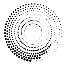 Halftone dots in circle form. round logo . vector dotted frame . design element