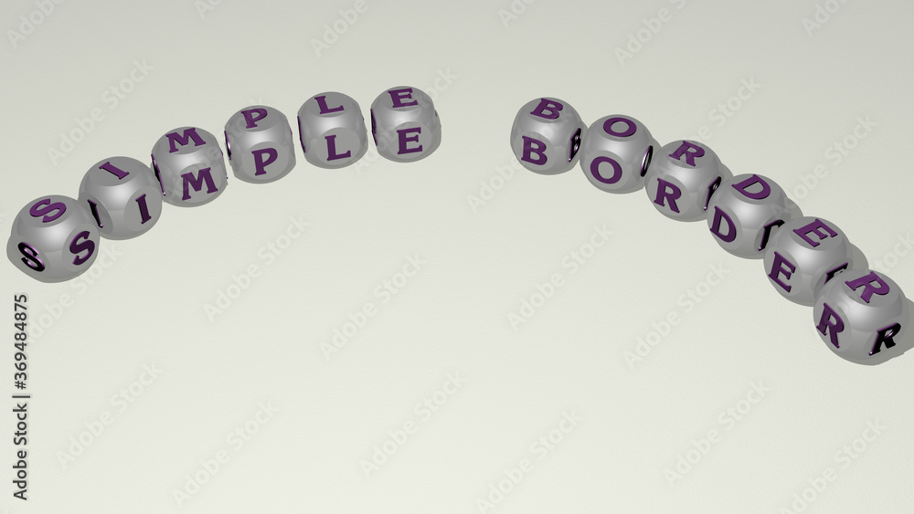 Poster simple border combined by dice letters and color crossing for the related meanings of the concept. i