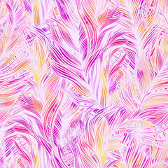 Boho magic ornamental feathers seamless pattern.
