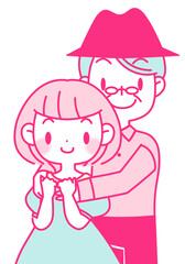 後ろからハグするカップル