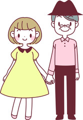 手をつないで歩くカップル