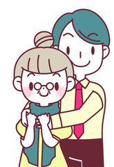 後ろからハグするカップル