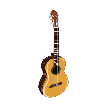 acoustic guitar isolated on white