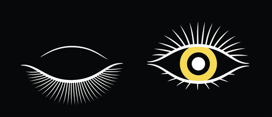 Fabulous, gothic eye illustration. Mysticism, minimalism, gothic, strange, attractive