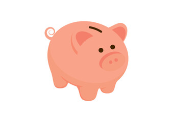 Cute saving piggy bank icon vector. Pig money box icon isolated on a white background. Pink piggy bank vector