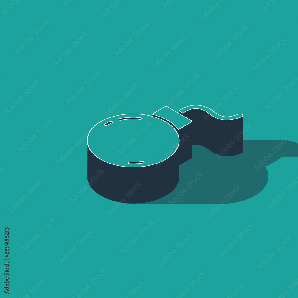 Poster isometric bomb ready to explode icon isolated on green background. vector.