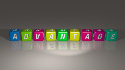 combination of ADVANTAGE built by cubic letters from the top perspective, excellent for the concept presentation. business and illustration