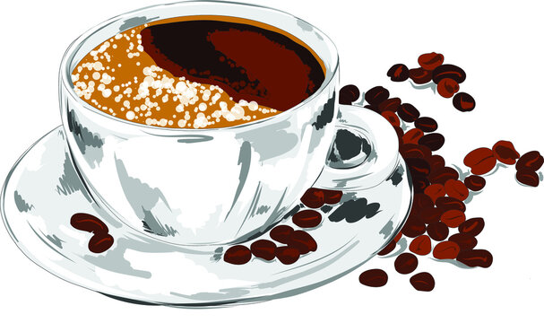 cup of coffee with beans