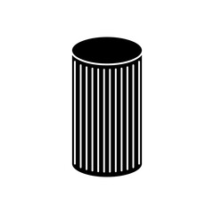 cylinder with striped design, silhouette style