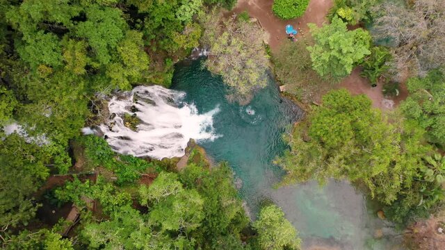 Aerial view of Tamasopo waterfalls in San Luis Potosi, Mexico.