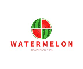 Watermelon fruit logo. Watermelon slice logo vector design.
