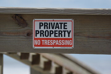 Private Property No Trespassing Close Up Beach Access