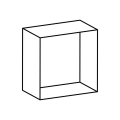 geometric shapes concept, 3d square icon, line style