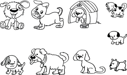 vector cartoon dogs and puppys