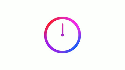 New 4 color gradient 12 hours clock icon on white background