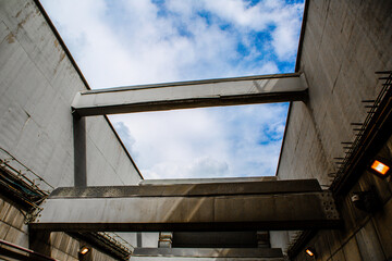 Bridge construction against the blue sky