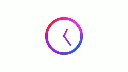 New 4 color gradient 12 hours clock icon on white background