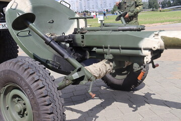 military cannon at expo street stand