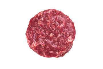 Raw minced beef isolated on white.