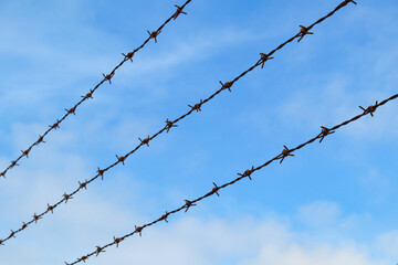 有刺鉄線　空　素材