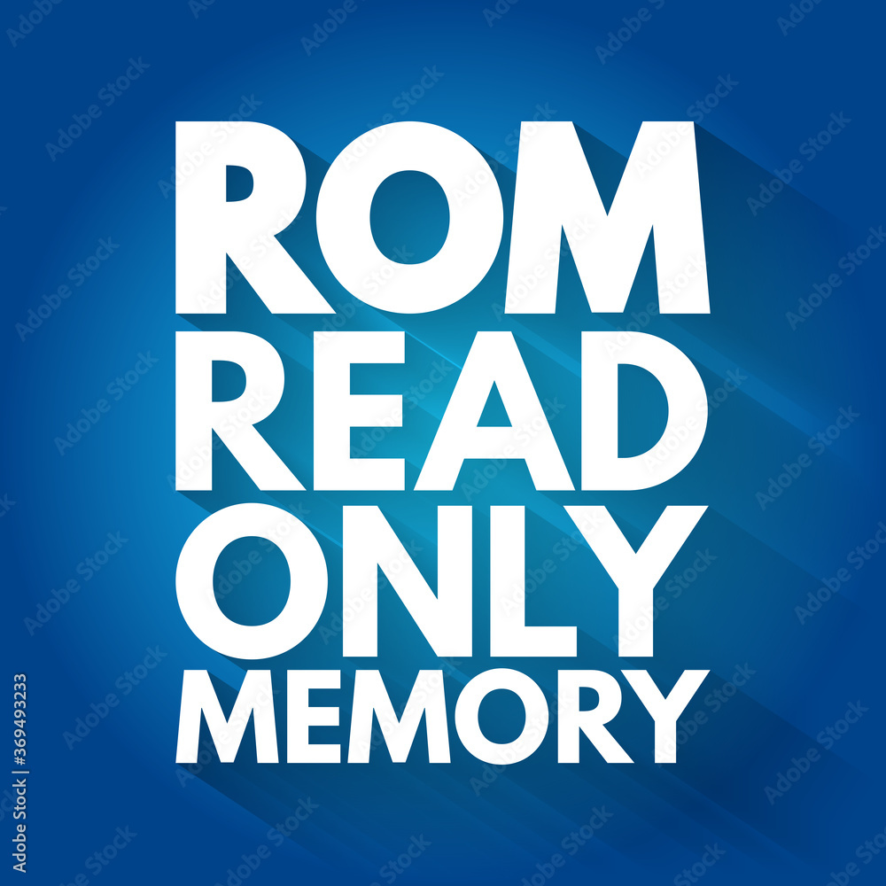 Poster rom - read only memory acronym, technology concept background