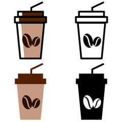 coffee cup icon in four different styles