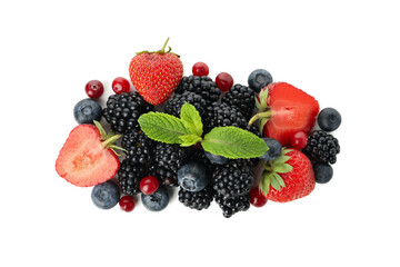 Mix of fresh berries isolated on white background