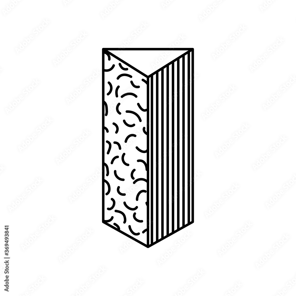 Poster triangular prism shape with abstract design, line style