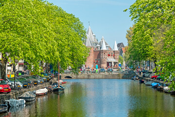 Fototapeta na wymiar City scenic from Amsterdam with the Waag building in the Netherlands