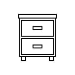 Bedside table icon. Front view. Linear contour silhouette. Vector flat graphic illustration. The isolated object on a white background. Isolate.