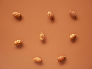 Group Almonds isolated background.