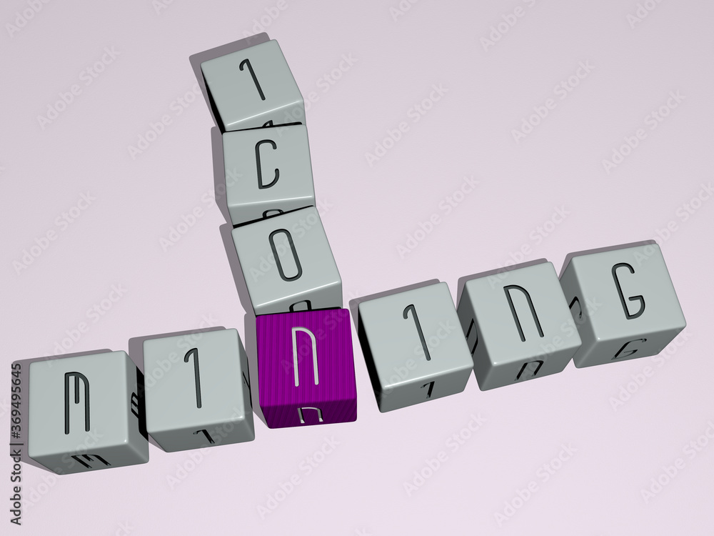 Aufkleber combination of mining icon built by cubic letters from the top perspective, excellent for the concep