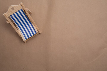 Deck chair on beach send empty copy space background