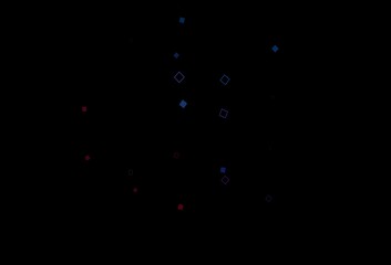 Dark Blue, Red vector pattern with crystals, rectangles.