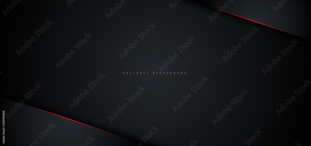 Poster abstract black metallic with red shiny light layout modern technology design template background