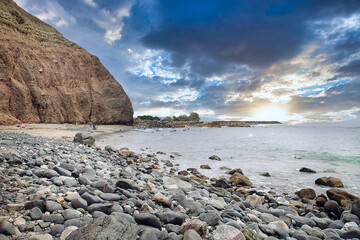 View of Dana Point Rocky beach during sunset