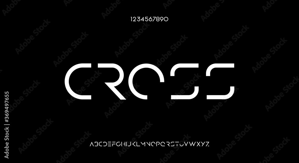 Canvas Prints cross, an abstract futuristic scifi alphabet font typeface design. digital space typography vector i