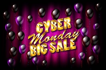 Cyber monday sale gold lettering.