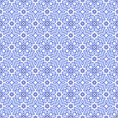 Floral seamless eastern style pattern. Geometric ceramic design tile. Vector.